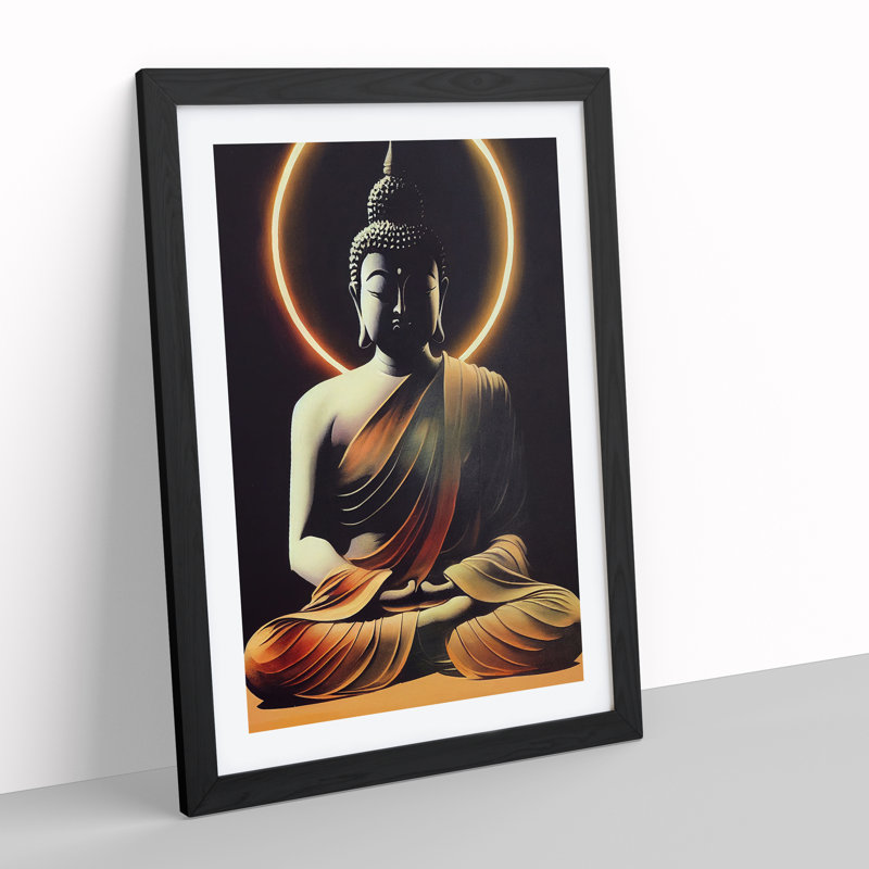 Thrilling Buddha - Single Picture Frame Print, 64cm H x 46cm W x 2cm D, Black