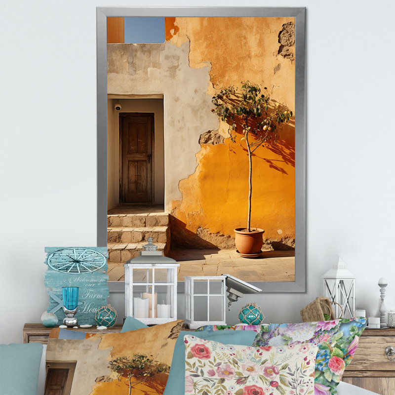 Italie, paysage d'imitation I sur toile, Cadre simple argenté, H 40 po x l 30 po x P 1,5 po