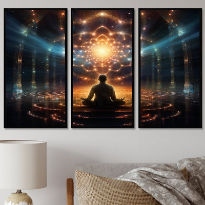 The Sacred Light Within Divine Contemplation - Meditation Wall Art Living Room Set