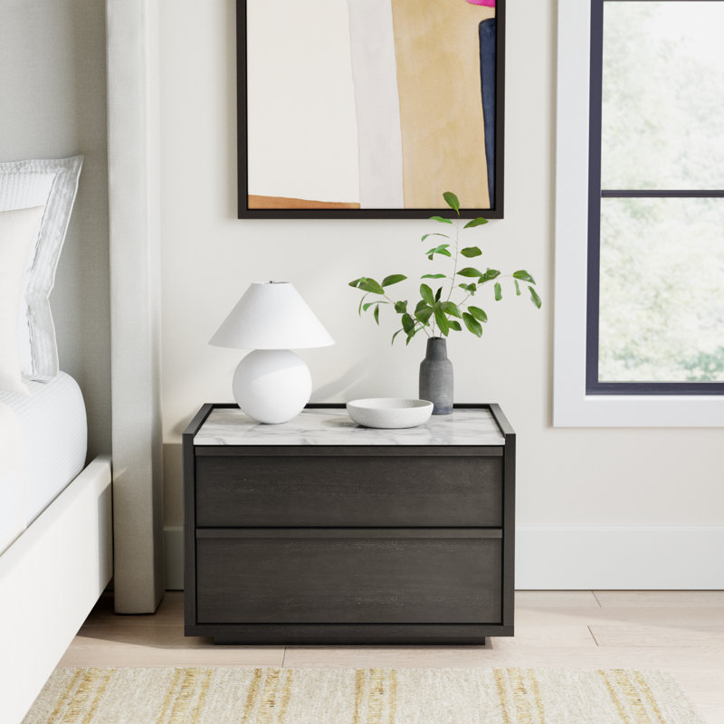 Brookline 2 - Drawer 26.5" Nightstand, Light Gray/Dark Brown