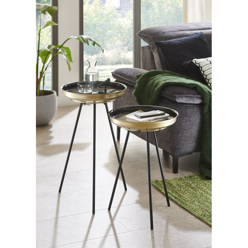 Tray Top Nesting Tables, Black/Gold