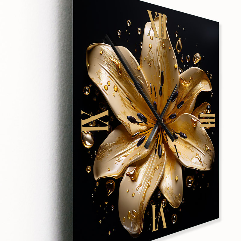 Horloge murale moderne Golden Lily, Médium