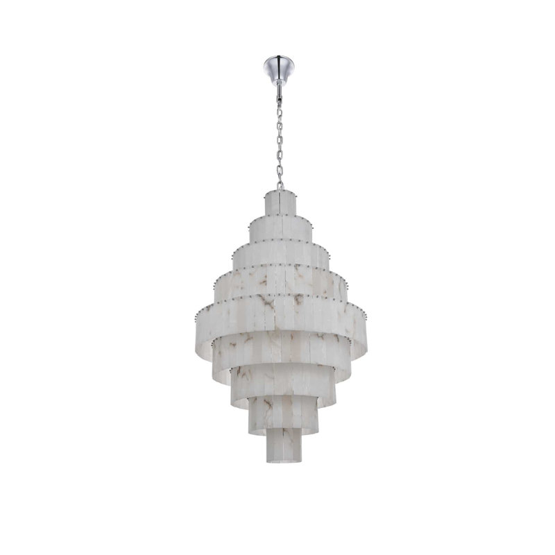 Lustre en albâtre 40 pouces Intisar, Chrome chrome
