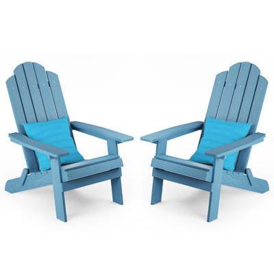 Chaise Adirondack pliante pour l'extérieur, en plastique résistant aux intempéries, chaise de patio surdimensionnée (ensemble de deux)