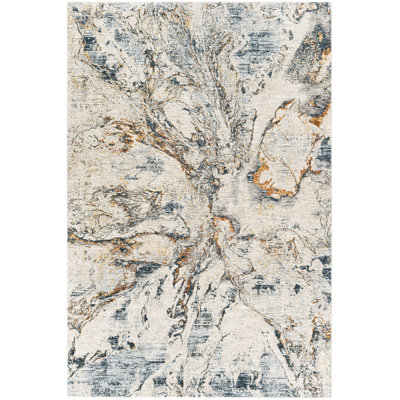 Tapis abstrait beige / safran / bleu