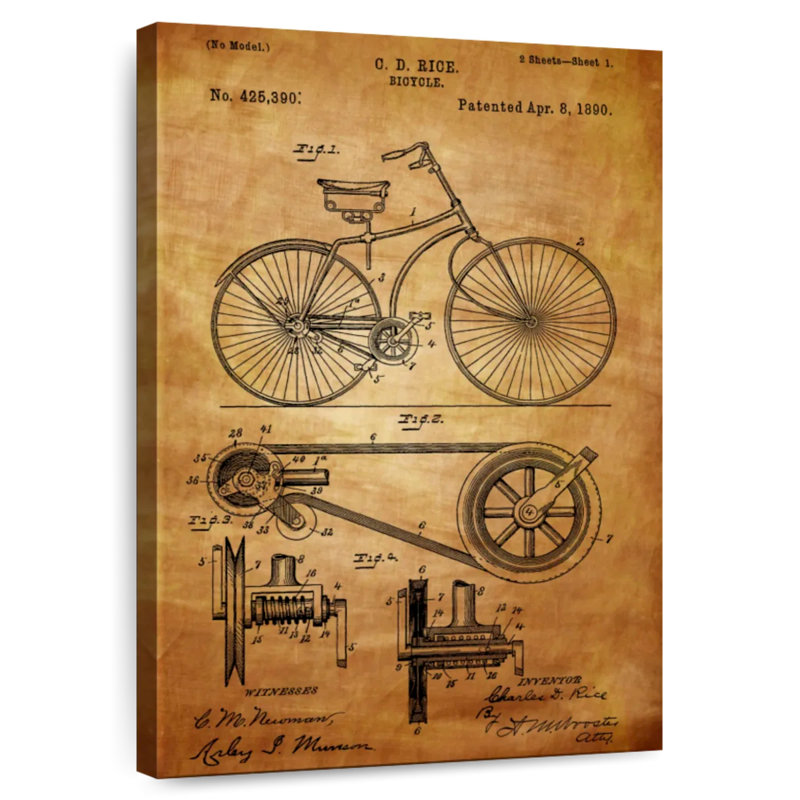 Vieux brevet de vélo, H 39 po x l 26 po