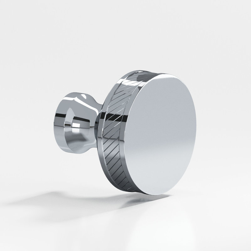 Round, Single-Knurled Sandwich Cabinet Knob, Polished Chrome, 1.25"