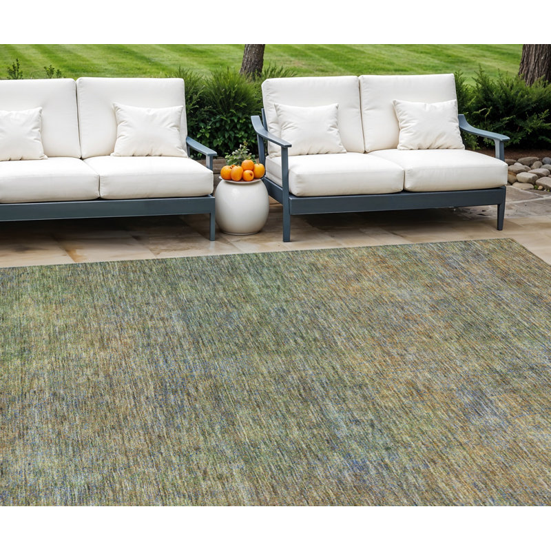 Tapis intérieur lavable abstrait vert doré et gris anthracite 10 pi x 14 pi