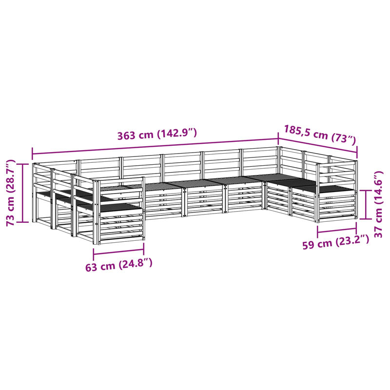 363cm Wide Patio Sectional Set