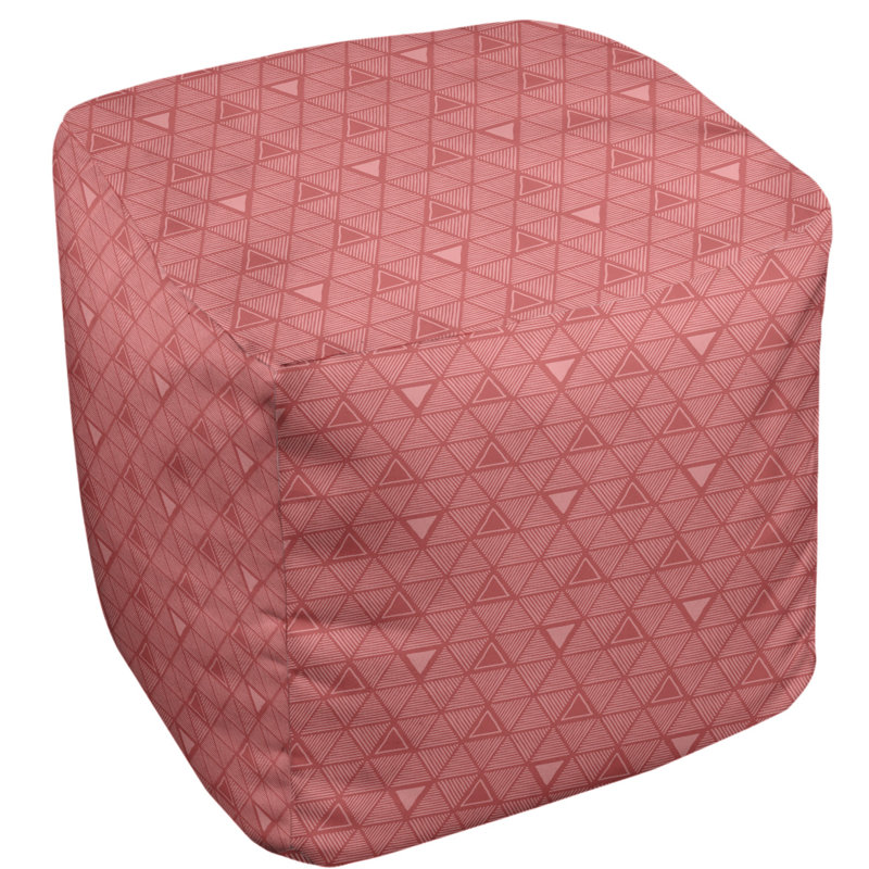 Upholstered Polyester Blend Cube, Medium Red
