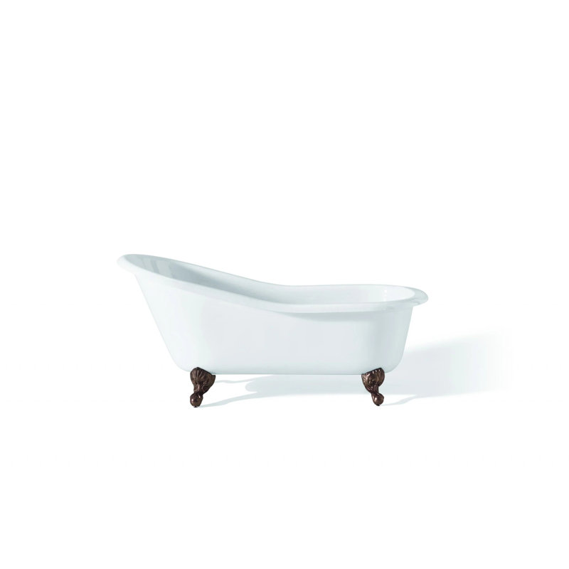 Baignoire de trempage autoportante en fonte 54 po. X 30 po. Dian, Intérieur et extérieur blancs, Bronze antique