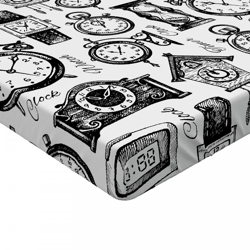 Clock Microfiber Fitted Sheet, Twin Fitted Sheet