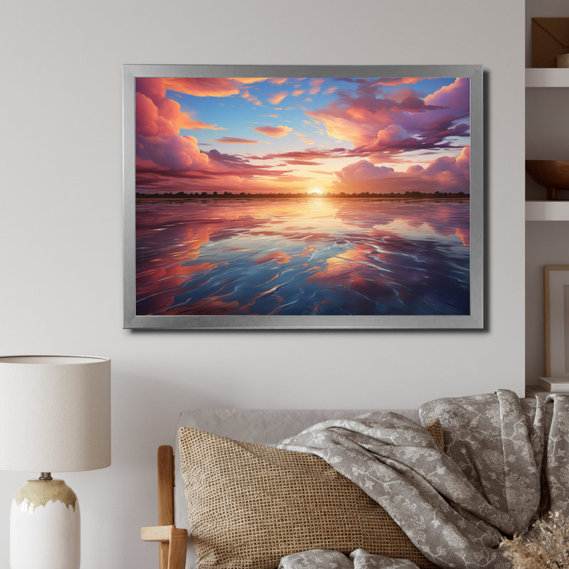 «Sky Celestial Whispers III», reproduction sur toile, H 16 po x l 32 po x P 1 po, Cadre simple argenté