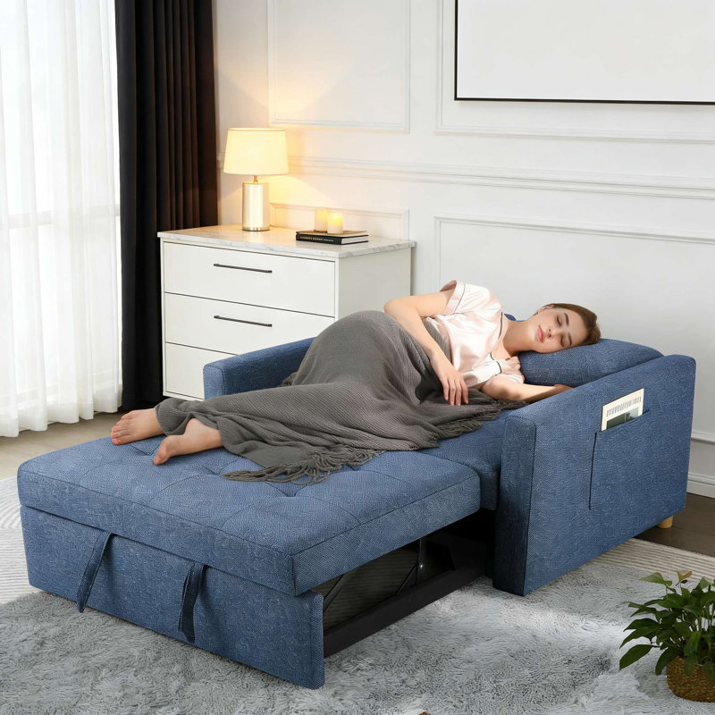 Borkovany 40" Upholstered Sleeper Sofa, Blue
