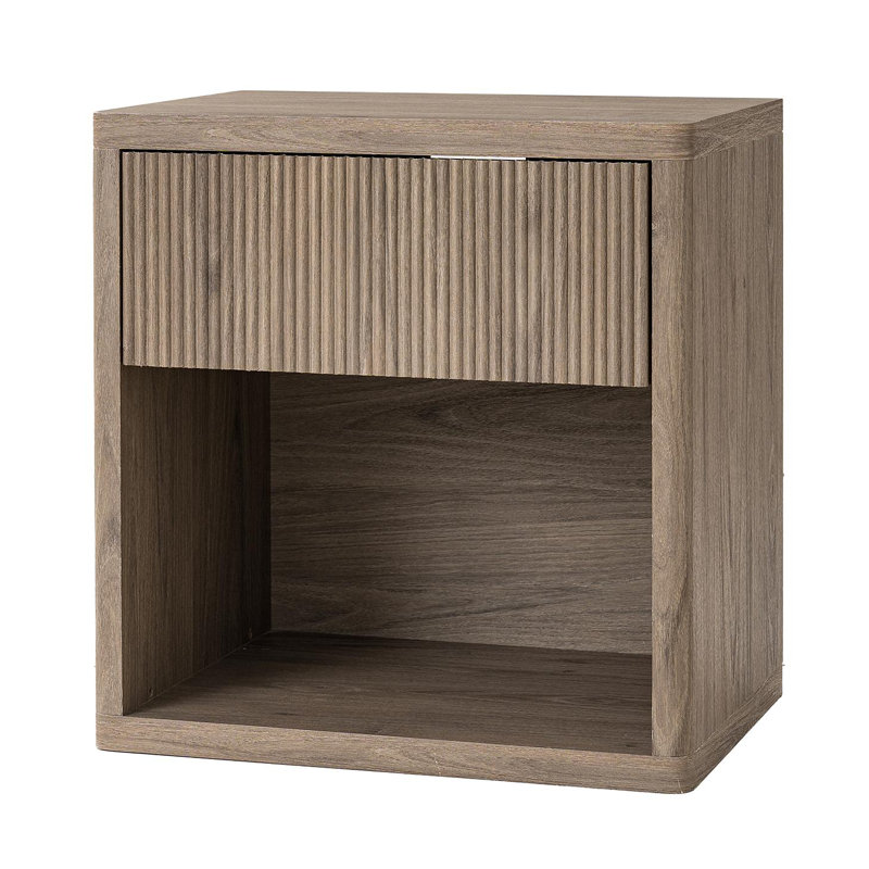 Table de chevet avec rangement et tiroir, Grey