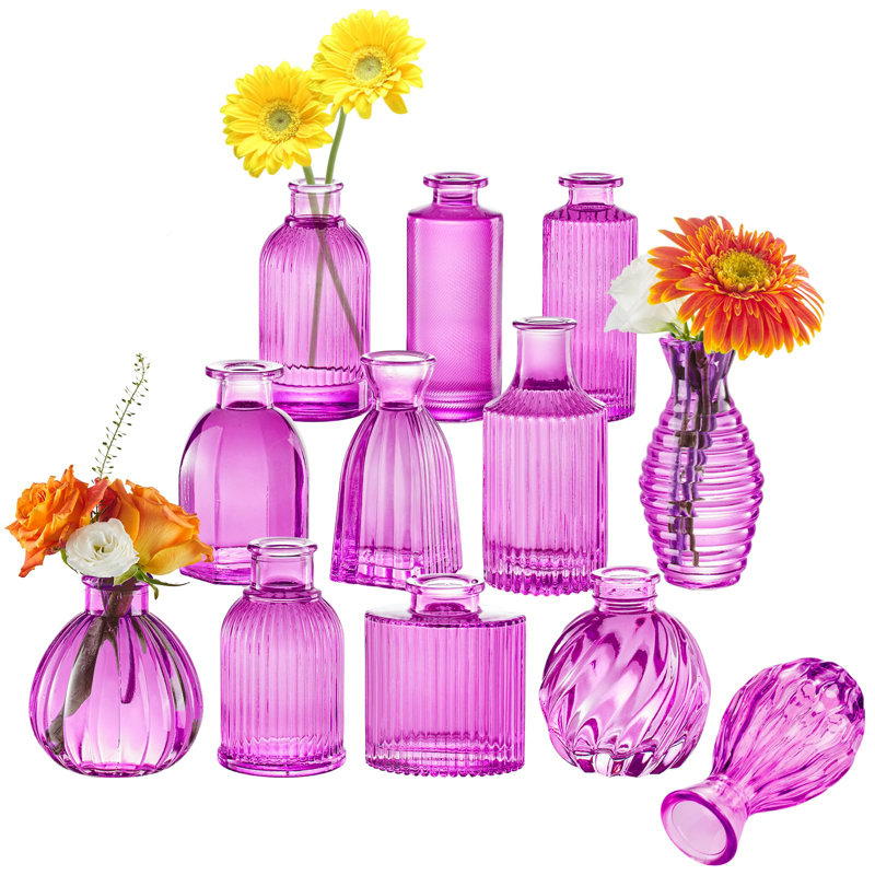 Ensemble de 12 vases Bud, Rose vif / Mauve