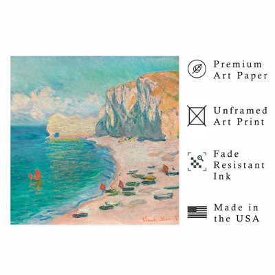 Paysage et nature Claude Monet - La plage et la Falaise D'Amont, reproduction d'art classique sans cadre