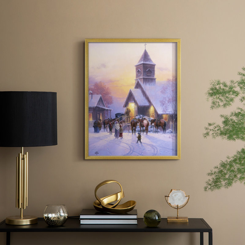 Sunday Service Framed Print - Solid Wood, 11" H x 9" W, Gold