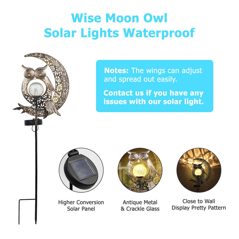 Weather-Resistant Outdoor Solar LED Owl Garden Lights