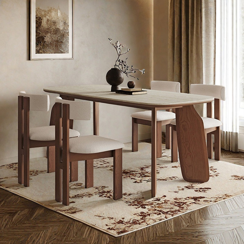 Vintage high-end rectangular dining table set, 29.5"H x 70.8"L x 31.5"W