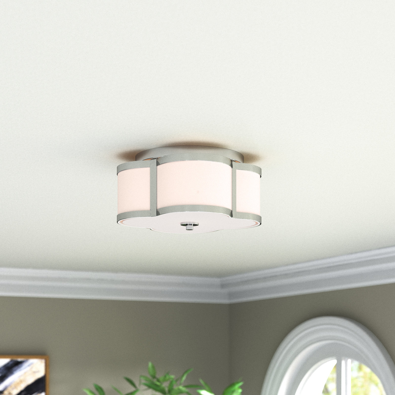 Luxton 3-Light Flush Mount, Nickel, 8" H x 16" W x 16" D