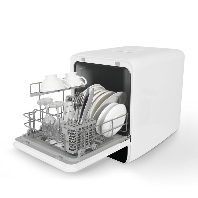 Mini Tabletop Dishwasher With 5l Water Tank,  Countertop Dishwasher With 6 Programs, Freestanding