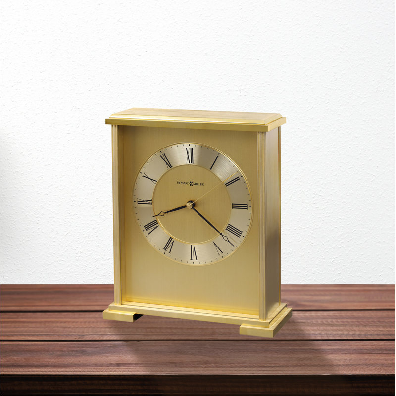 Traditional Roman Numeral Metal Quartz Movement / Crystal Tabletop Clock in Brass