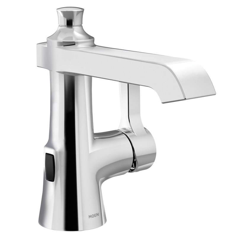 Robinet de lavabo pour salle de bain à poignée simple avec drain Moen Flara Motionsense Wave, Chrome