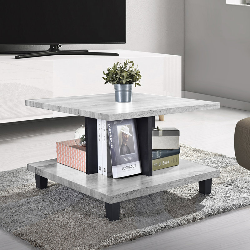 Table basse à 4 pieds avec rangement Endrew, Blanc