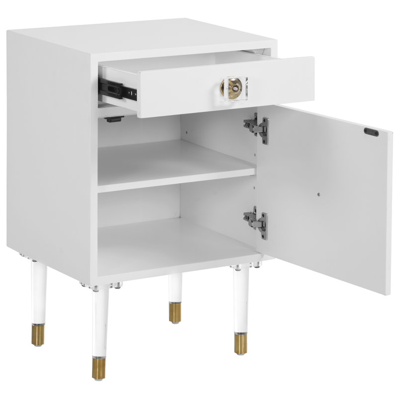 Table de chevet 1 tiroir Lia, Blanc