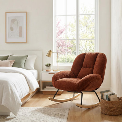 Channel Velvet High Back Arms Rocking Accent Chair
