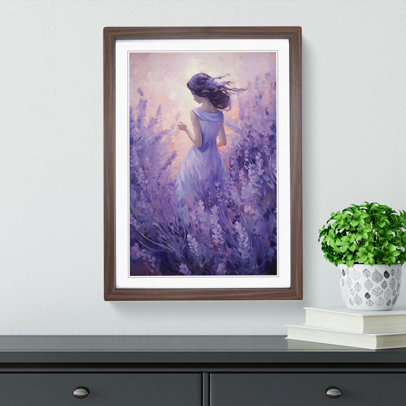 Lavender Flower Impressionism No.2 - Framed Print, Walnut, 46cm H x 34cm W x 2cm D