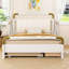Grand lit plateforme avec 2 grands tiroirs de rangement et un lit gigogne de style blanc pour une ambiance de chambre à coucher décontractée