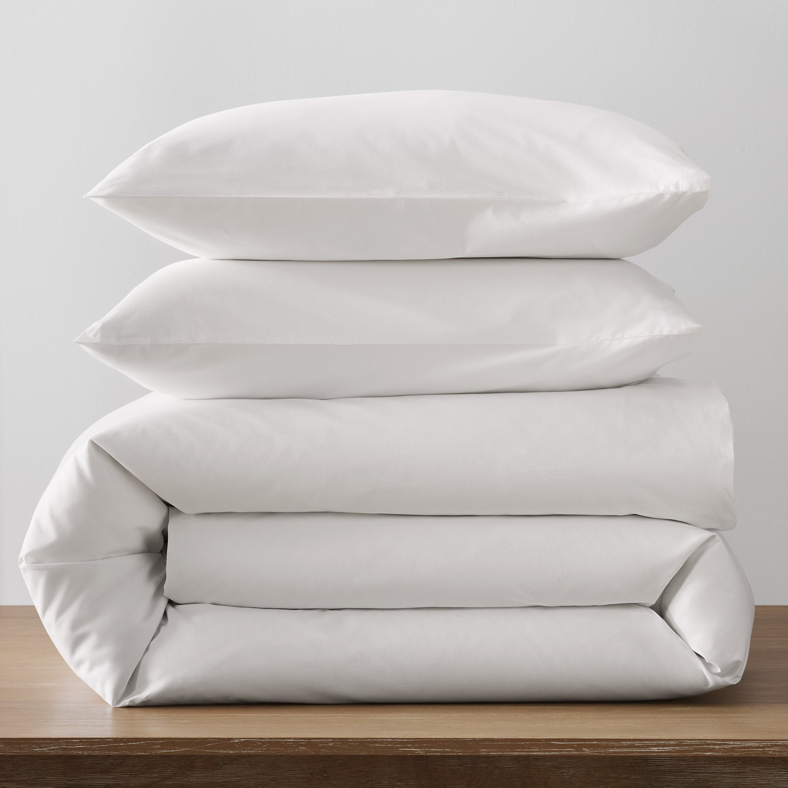 Coyer Classic Cotton Percale Duvet Cover Set, Twin / Twin XL Duvet Cover + 1 Pillow Shams, Soft Gray