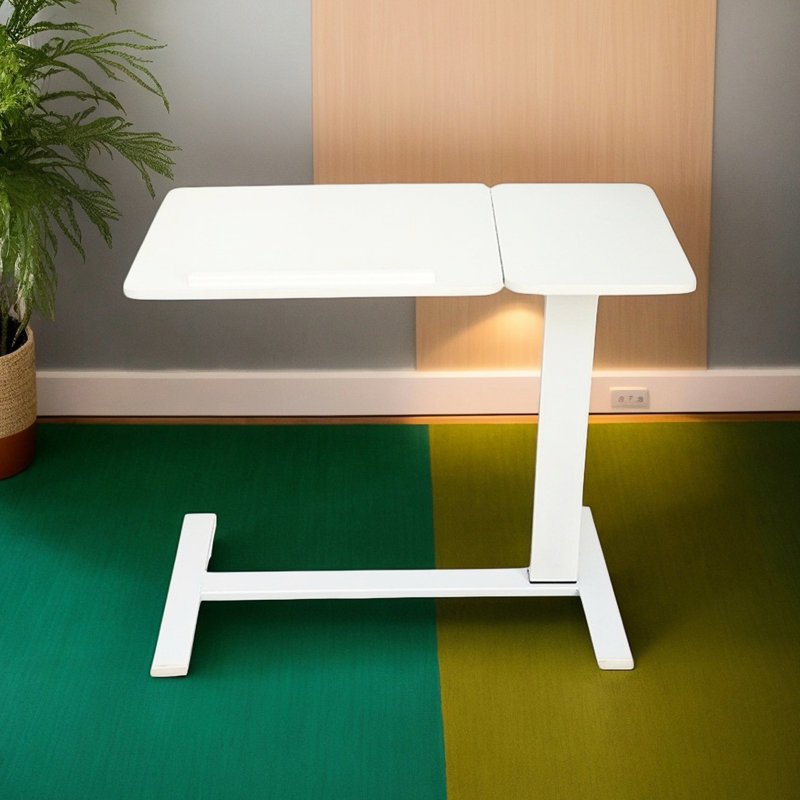Table roulante mobile en blanc, hauteur réglable pour ordinateur portable, coffre-fort et lit Bureau ergonomique blanc avec roulettes