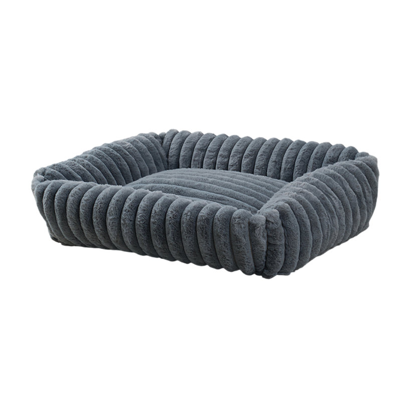 Faux Fur Pet Bed, Dark Grey, Small (18cm H x 63cm W x 53cm D)