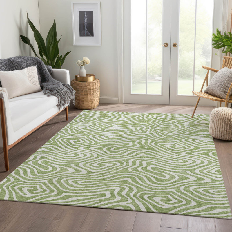 Premium Machine Washable Guada AMF1020 Swirls Rug, Rectangle 5' x 7'6"