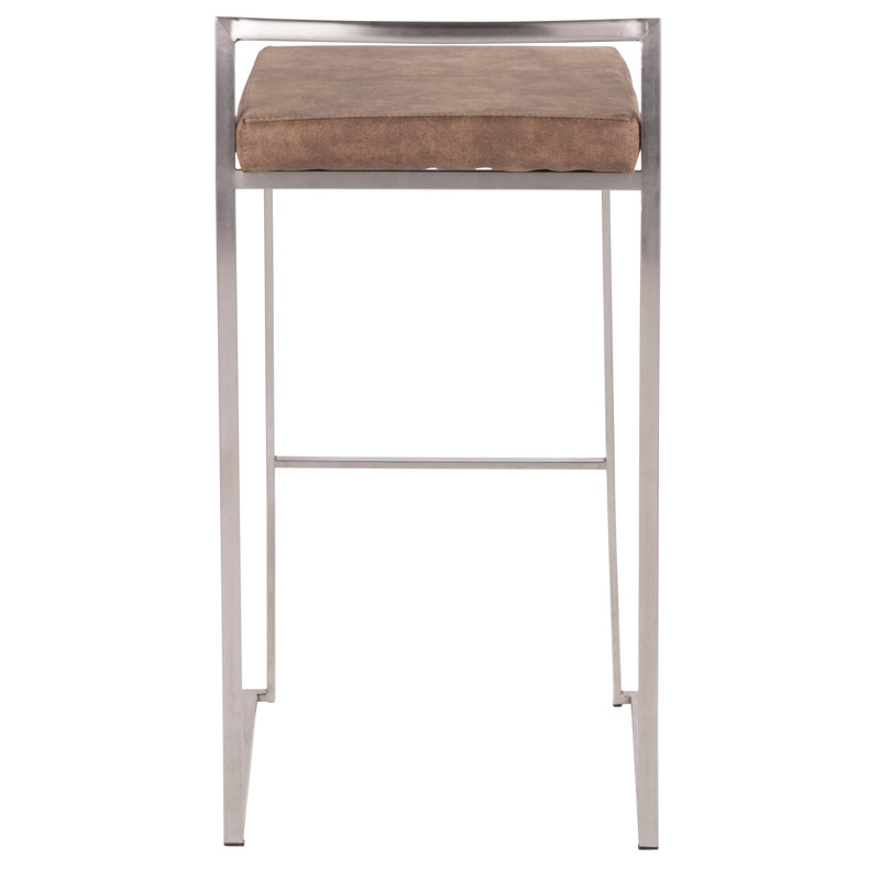 Tabouret de bar contemporain empilable, Brun, Argent
