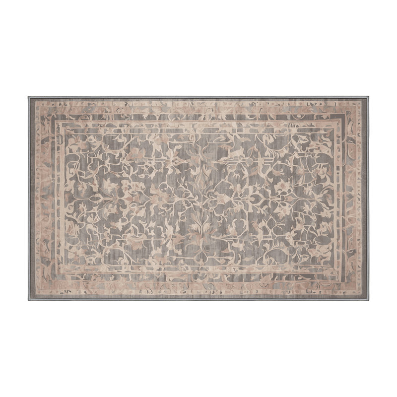 Tapis gris soyeux et moelleux, Rectangle 8 pi x 10 pi