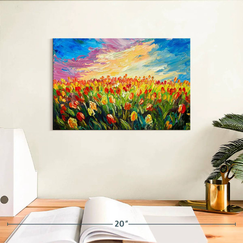 Champ de tulipes, H 8 po x l 12 po