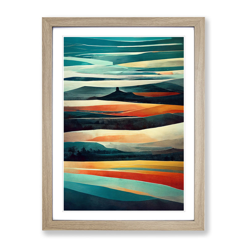 Meadow Landscape Abstract No.1 - Framed Print, 34cm H x 25cm W x 2cm D, Oak