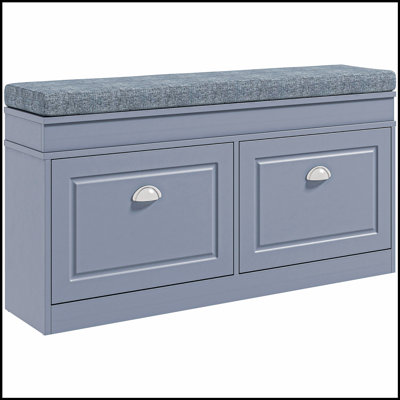 Banc de rangement pour chaussures moderne pour hall d'entrée, rangement avec coussin, 2 tiroirs, tablette réglable