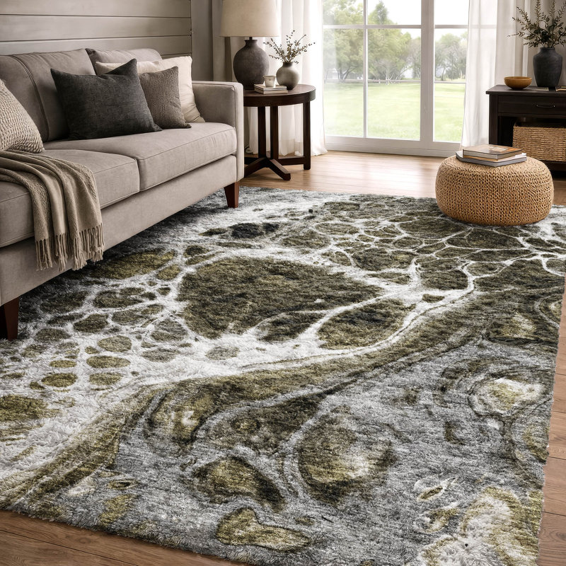 Tapis à poil long de qualité supérieure lavable à la machine ADS682, Chocolat, 8 pi x 10 pi