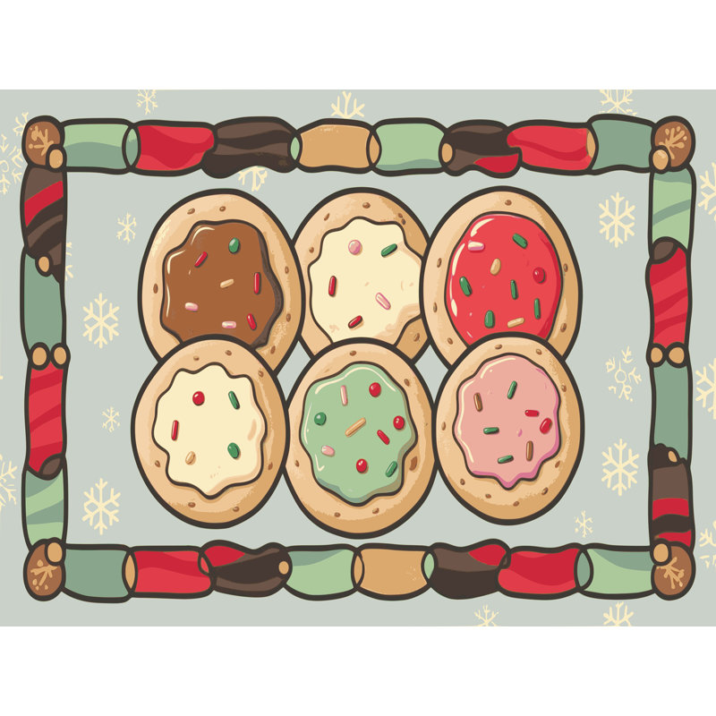 Tapis de vacances The Holiday Aisle® Cookies, Rectangle 7 pi x 9 pi