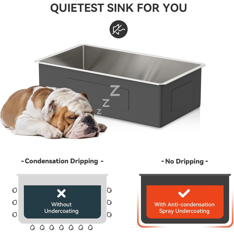 30" L x 18" W Undermount Kitchen Sink Gunmetal Black Sink 16 Gauge Stainless Steel Single Bowl Sink, Stainless Steel