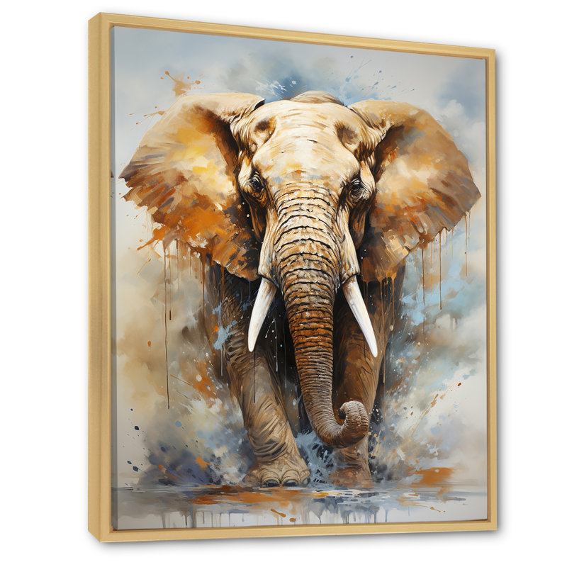 Magnifique portrait d'éléphant I, Cadre naturel flottant, H 32 po x l 16 po x P 1 po