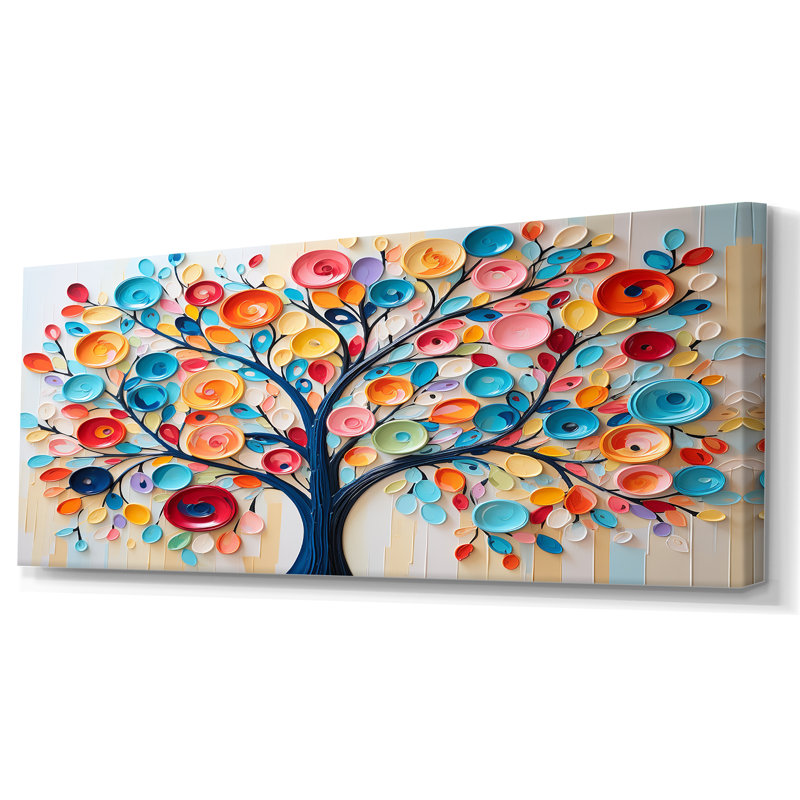 Colourful Abstract Tree 1 - Tree African Wall Art, 28" H x 60" W x 1.5" D, Wrapped Canvas