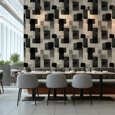 Abstract Brushstroke Wallpaper Textured Grid Peel And Stick Neutral Removable Wall Decor