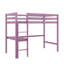 Lit mezzanine simple en bois d'hévéa avec barrière de sécurité, bureau intégré et échelle-601765255