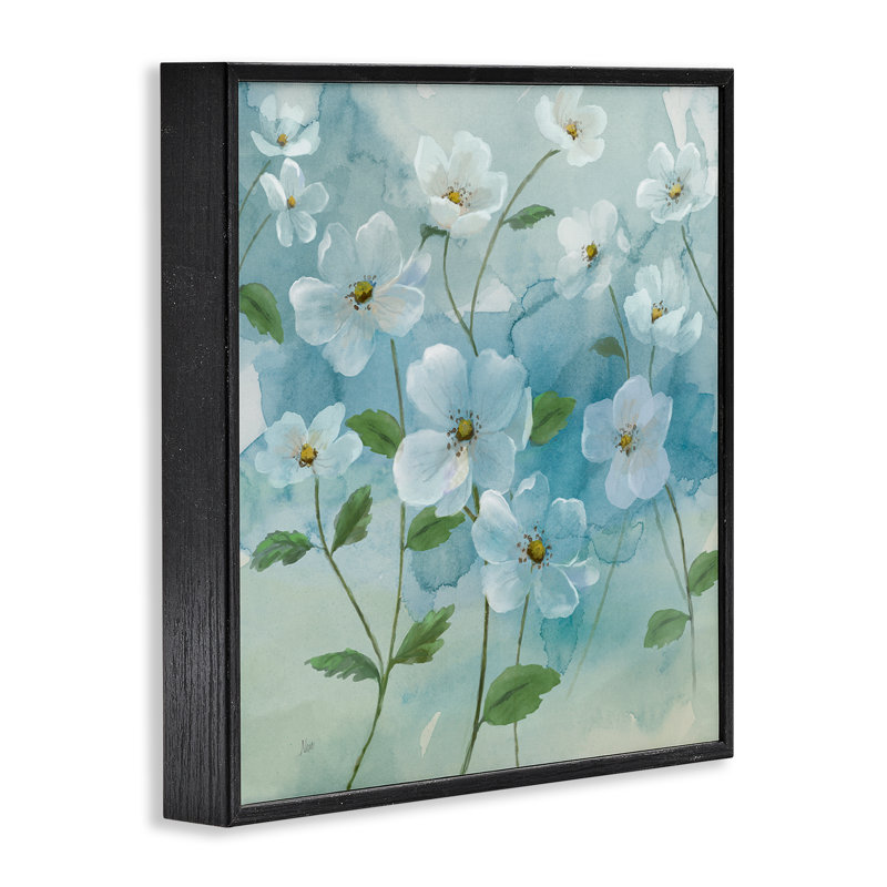 Fleurs généreuses, estampe numérique par Nan, H 12 po x l 12 po, Giclée encadrée noir minuit